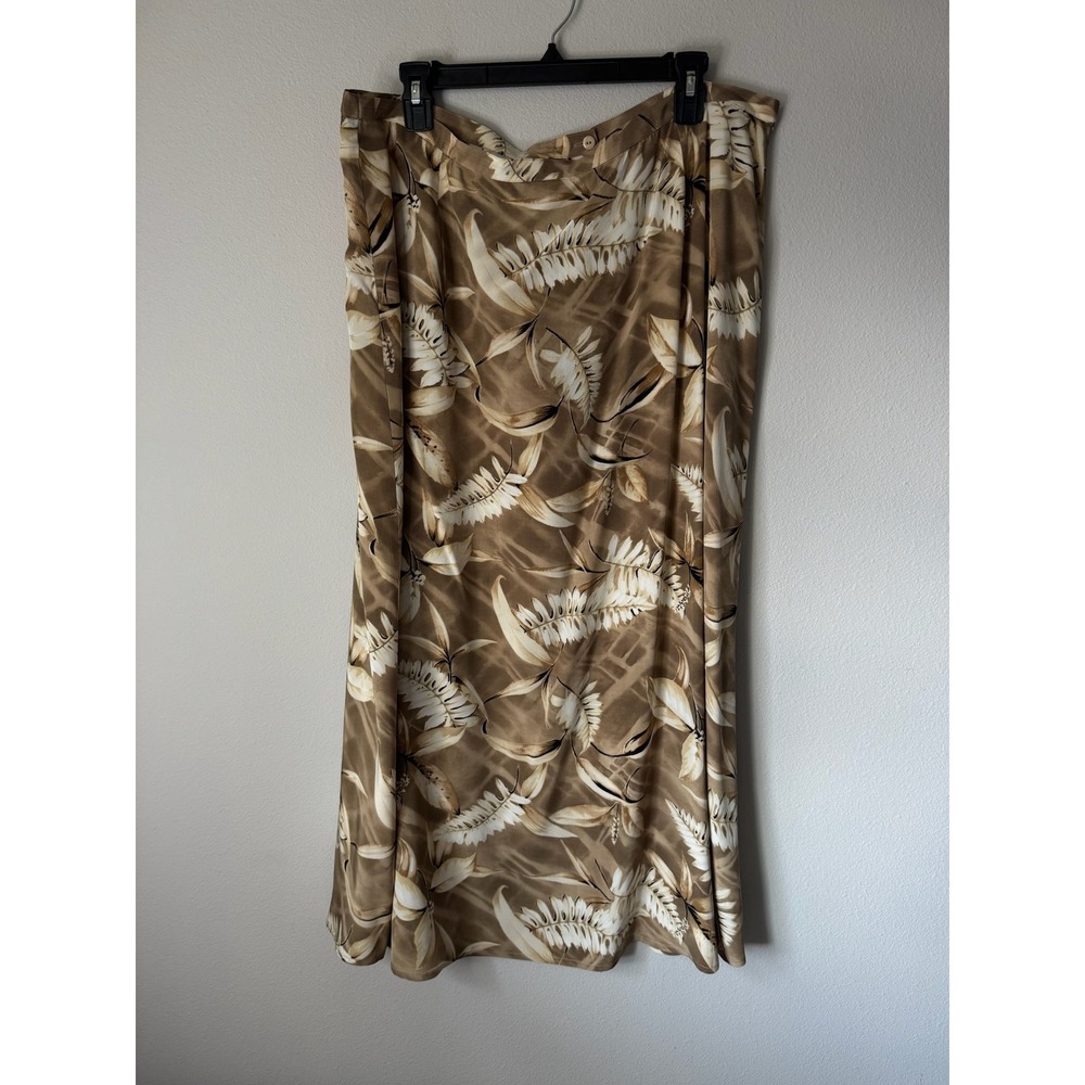 Allison Taylor Woman Vintage 100% Silk 2pc‎ Set Tropical Leaf Shirt 2X Skirt 1X - Picture 3 of 9